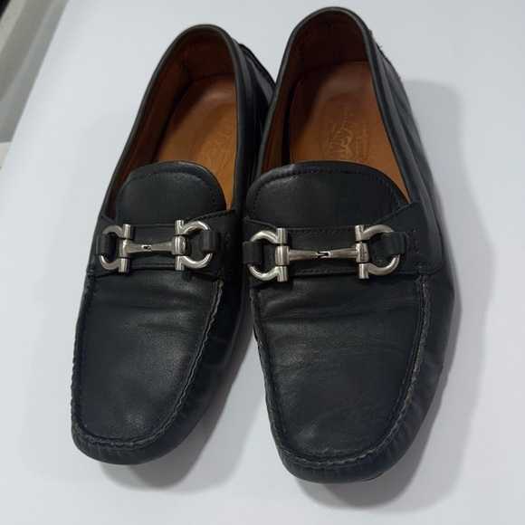 Salvatore Ferragamo Other - Salvatore Ferragamo Black Leather Gancini Bit Driver Loafers - Size 11 EEE Wide